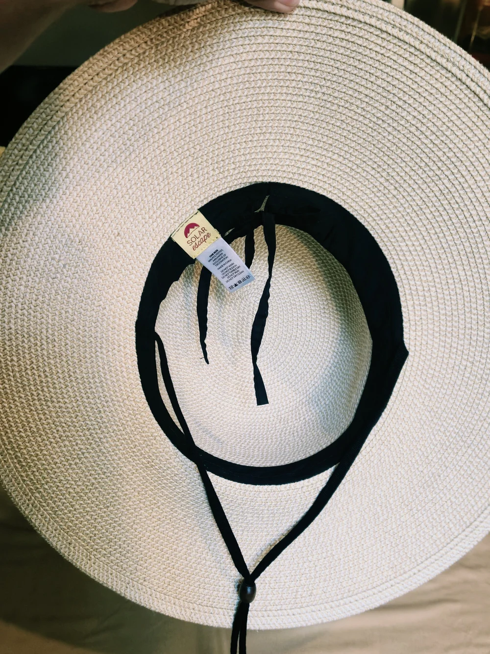 Solar Escape Cream Wide Brim Straw Sun Hat with Black Band